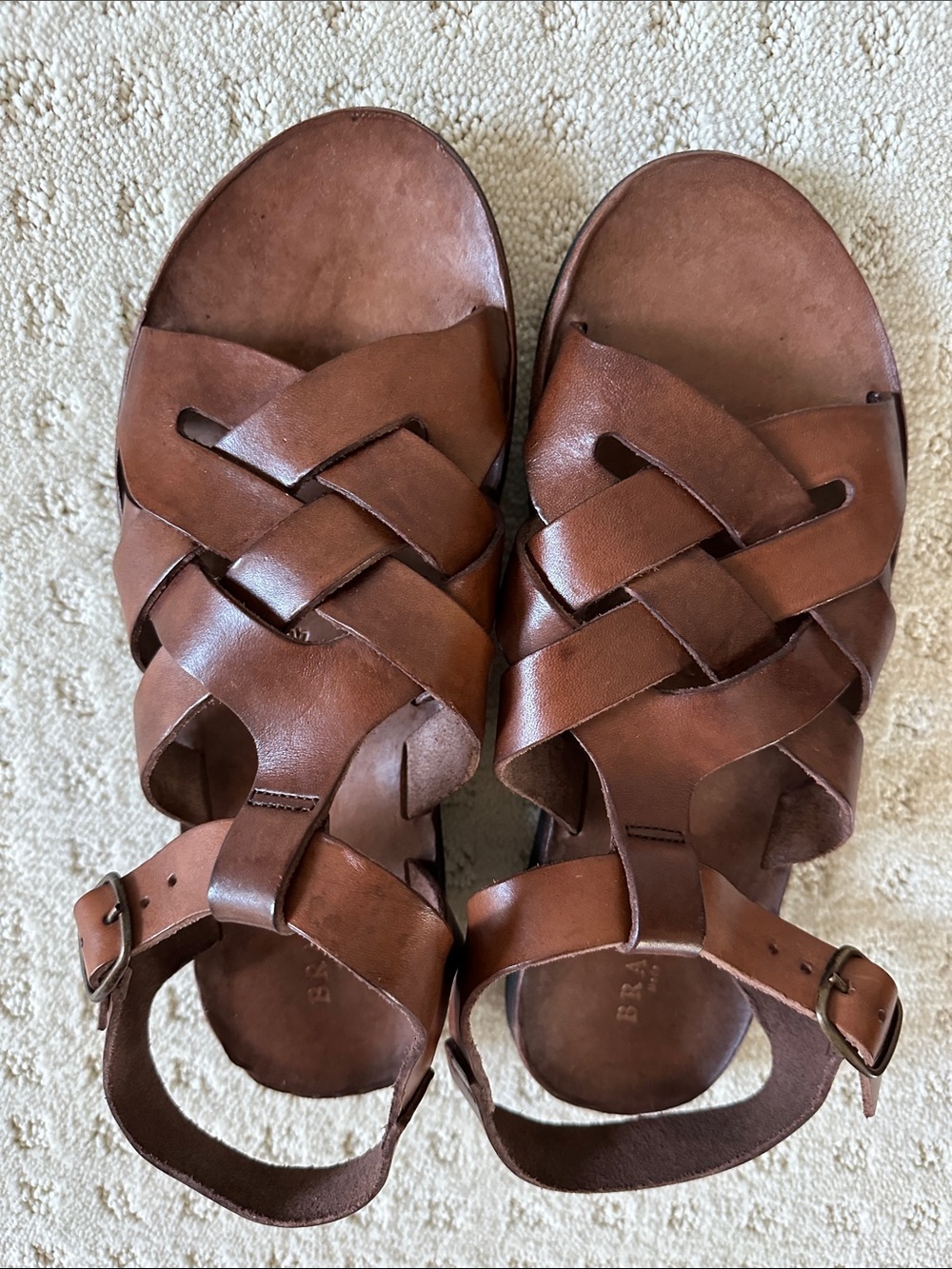 Brador Amalfi Sandal Made in Italy Cognac Leather Size 40 New